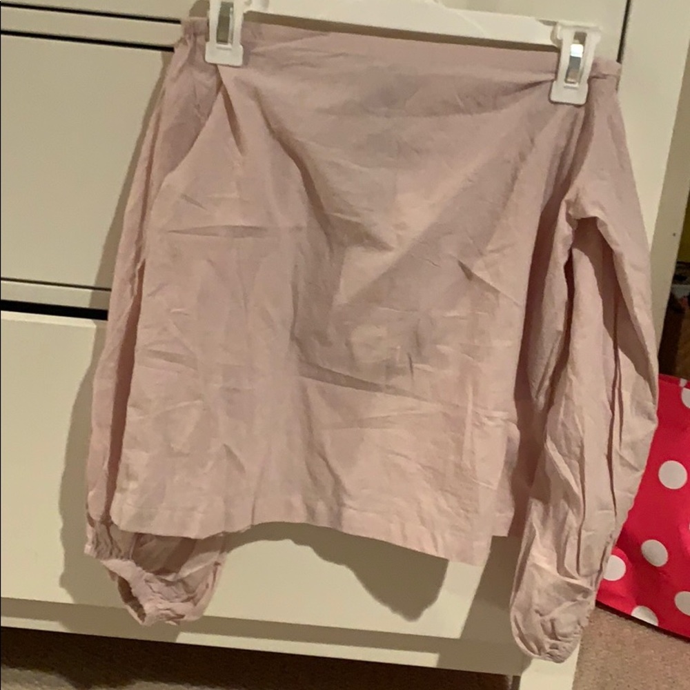 Off the shoulder pink shirt